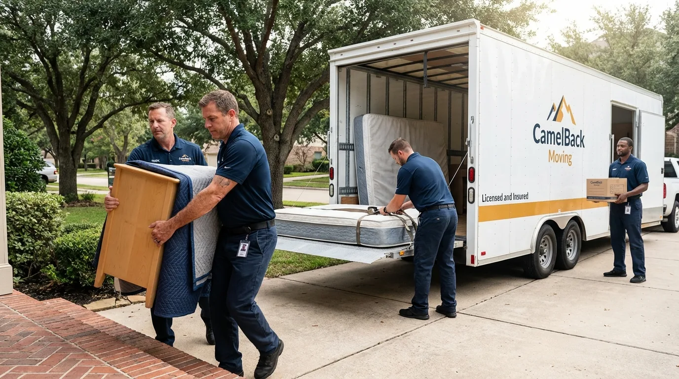 Crew loading residential truck for cross-state move from Poestenkill, NY
