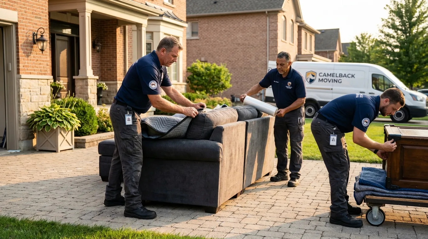 Large estate moving crew wrapping furniture in Poestenkill, NY